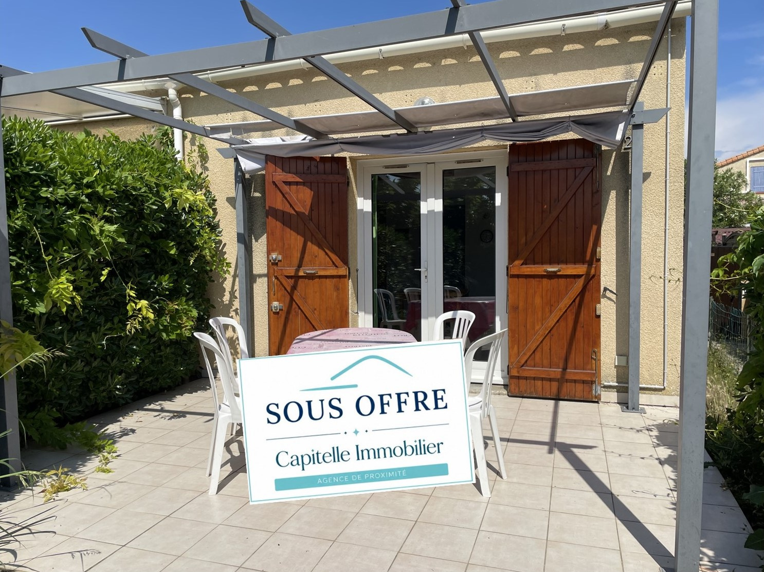 Vic La Gardiole Villa T2 cabine lumineuse avec jardin exposé Sud-Ouest et Parking